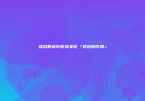 揉捻的茶叶形状变化「揉捻的作用」