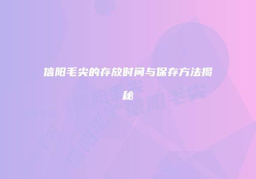 信阳毛尖的存放时间与保存方法揭秘