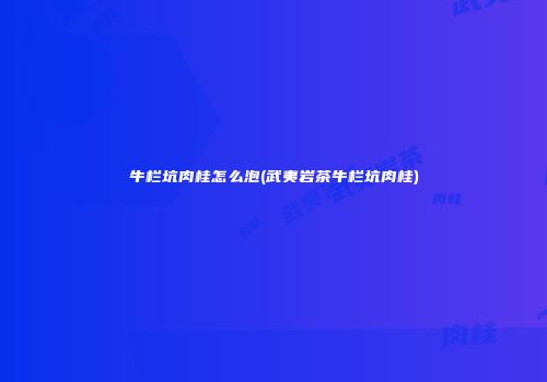牛栏坑肉桂怎么泡(武夷岩茶牛栏坑肉桂)
