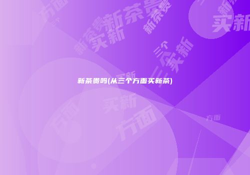 新茶贵吗(从三个方面买新茶)