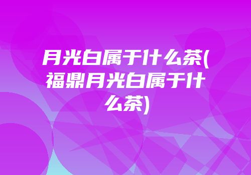 月光白属于什么茶(福鼎月光白属于什么茶)