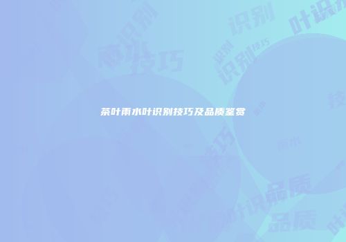 茶叶雨水叶识别技巧及品质鉴赏