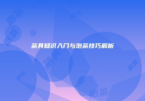 茶具知识入门与泡茶技巧解析