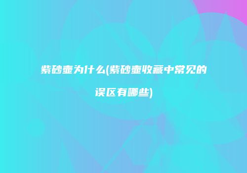 紫砂壶为什么(紫砂壶收藏中常见的误区有哪些)