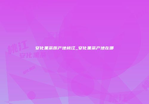 安化黑茶原产地桃江_安化黑茶产地在哪