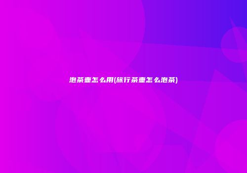 泡茶壶怎么用(旅行茶壶怎么泡茶)