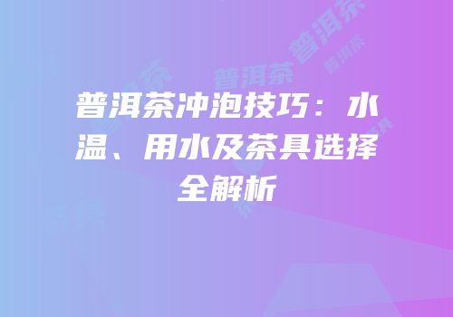 普洱茶冲泡技巧：水温、用水及茶具选择全解析