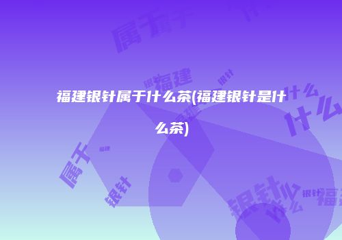 福建银针属于什么茶(福建银针是什么茶)
