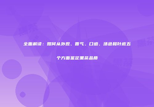 全面解读：如何从外观、香气、口感、汤色和叶底五个方面鉴定黑茶品质