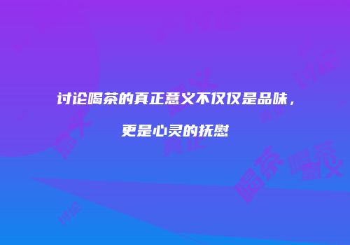 讨论喝茶的真正意义不仅仅是品味，更是心灵的抚慰