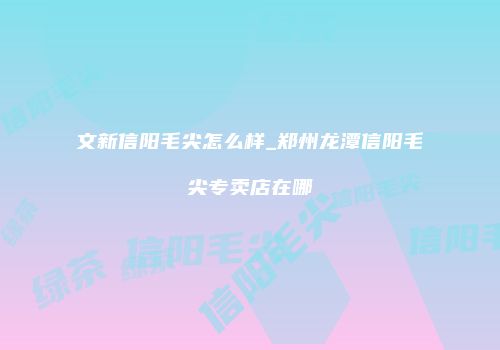 文新信阳毛尖怎么样_郑州龙潭信阳毛尖专卖店在哪