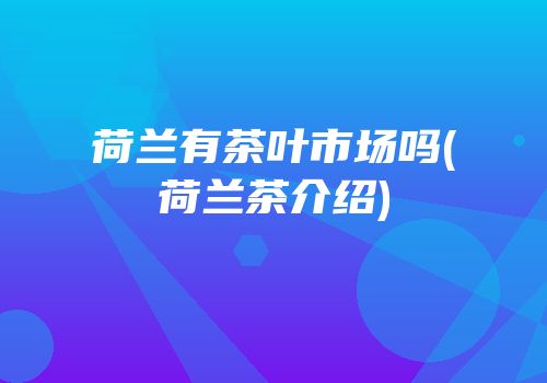 荷兰有茶叶市场吗(荷兰茶介绍)