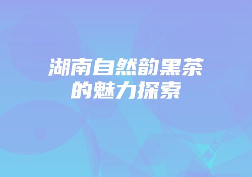 湖南自然韵黑茶的魅力探索