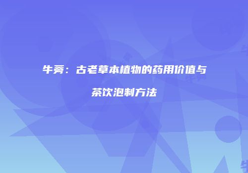 牛蒡：古老草本植物的药用价值与茶饮泡制方法