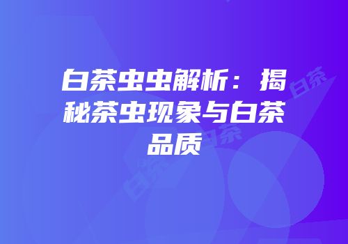 白茶虫虫解析：揭秘茶虫现象与白茶品质