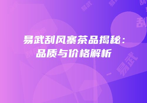 易武刮风寨茶品揭秘：品质与价格解析