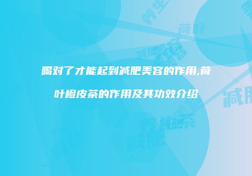 喝对了才能起到减肥美容的作用,荷叶橙皮茶的作用及其功效介绍