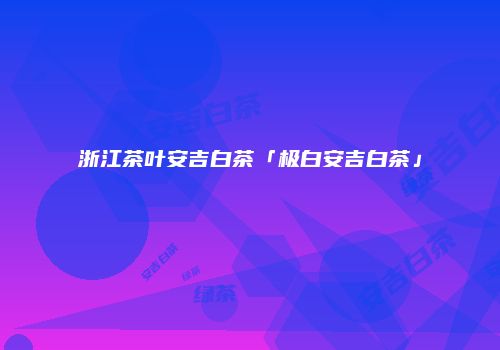 浙江茶叶安吉白茶「极白安吉白茶」