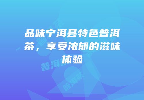 品味宁洱县特色普洱茶，享受浓郁的滋味体验