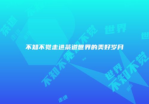 不知不觉走进茶道世界的美好岁月