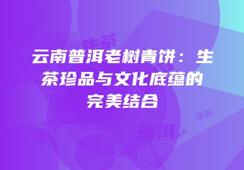 云南普洱老树青饼：生茶珍品与文化底蕴的完美结合