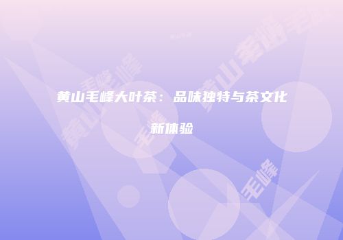 黄山毛峰大叶茶：品味独特与茶文化新体验