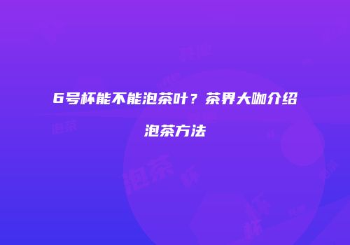 6号杯能不能泡茶叶？茶界大咖介绍泡茶方法