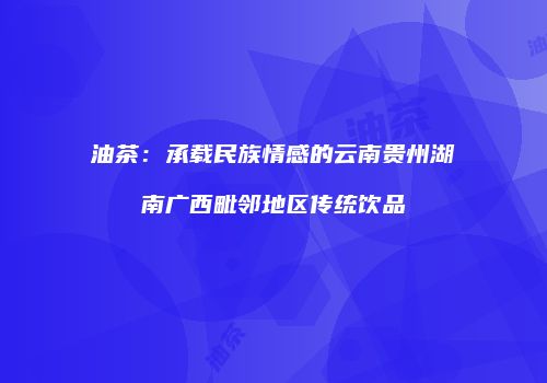 油茶：承载民族情感的云南贵州湖南广西毗邻地区传统饮品