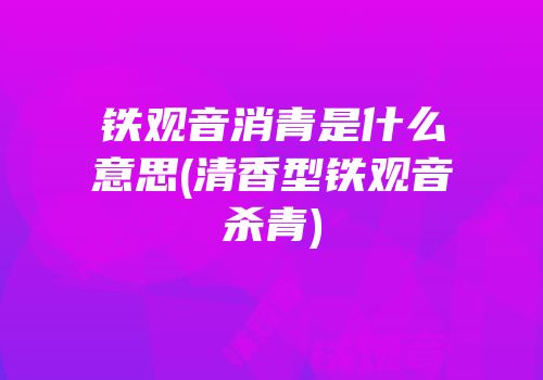 铁观音消青是什么意思(清香型铁观音杀青)