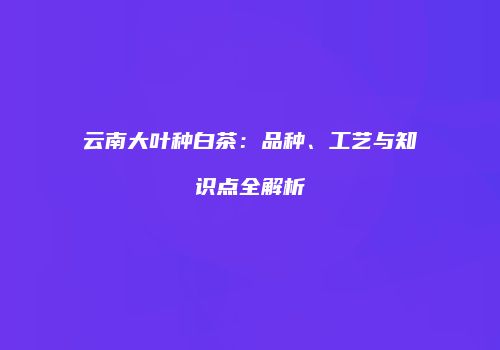 云南大叶种白茶：品种、工艺与知识点全解析