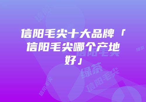 信阳毛尖十大品牌「信阳毛尖哪个产地好」