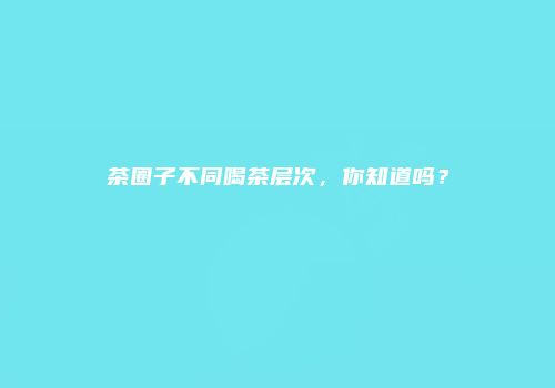 茶圈子不同喝茶层次，你知道吗？