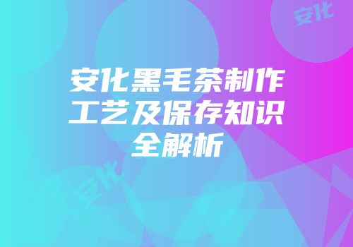安化黑毛茶制作工艺及保存知识全解析