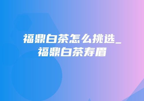 福鼎白茶怎么挑选_福鼎白茶寿眉