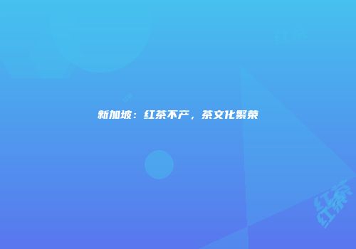 新加坡：红茶不产，茶文化繁荣