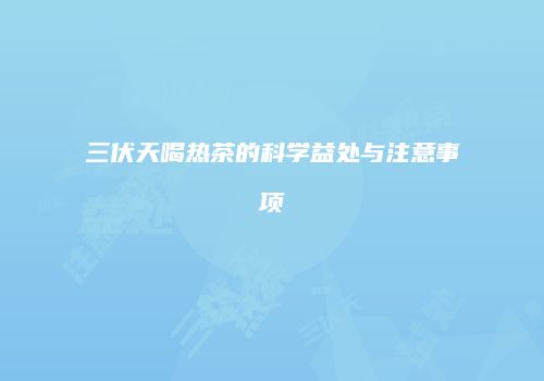 三伏天喝热茶的科学益处与注意事项
