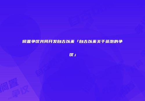 搁置争议共同开发自古以来「自古以来关于茶泡的争议」