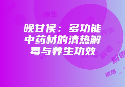 晚甘侯：多功能中药材的清热解毒与养生功效