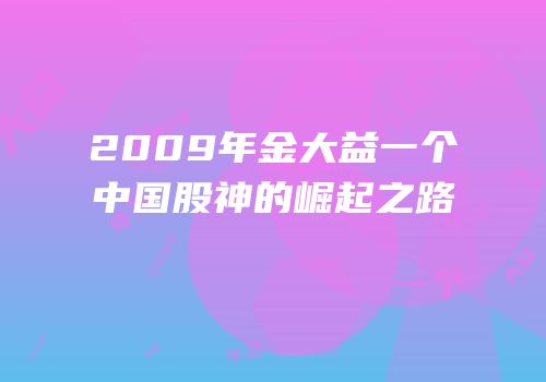 2009年金大益一个中国股神的崛起之路