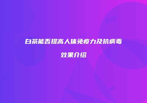 白茶能否提高人体免疫力及抗病毒效果介绍