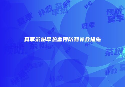 夏季茶树旱热害预防和补救措施