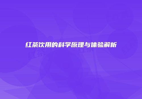 红茶饮用的科学原理与体验解析