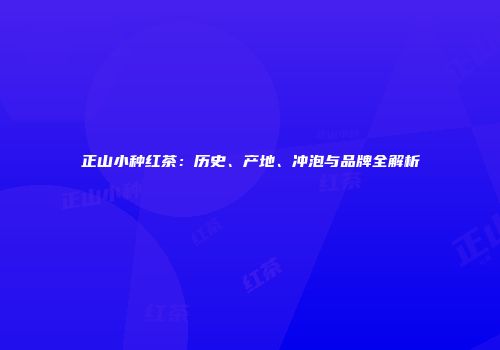 正山小种红茶：历史、产地、冲泡与品牌全解析