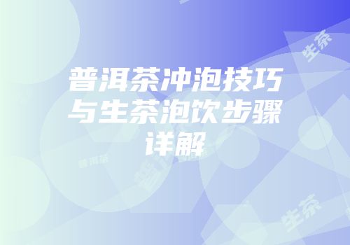 普洱茶冲泡技巧与生茶泡饮步骤详解