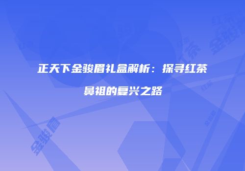 正天下金骏眉礼盒解析：探寻红茶鼻祖的复兴之路
