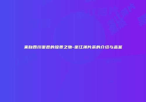 来自四川渠县的珍贵之物-渠江薄片茶的介绍与品鉴
