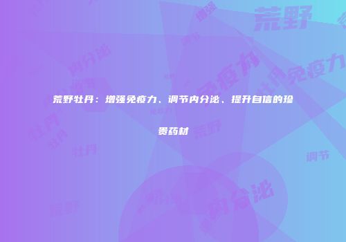 荒野牡丹：增强免疫力、调节内分泌、提升自信的珍贵药材