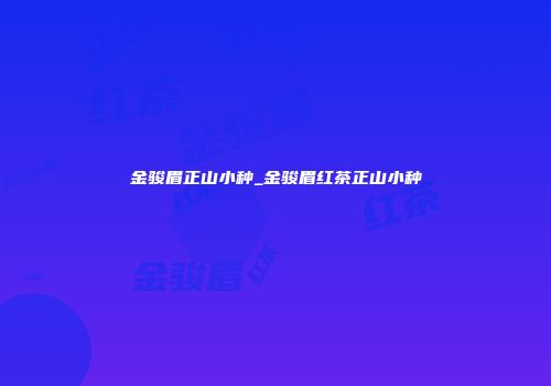金骏眉正山小种_金骏眉红茶正山小种