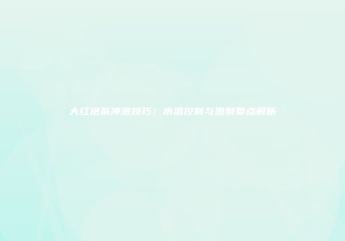 大红袍茶冲泡技巧：水温控制与泡制要点解析