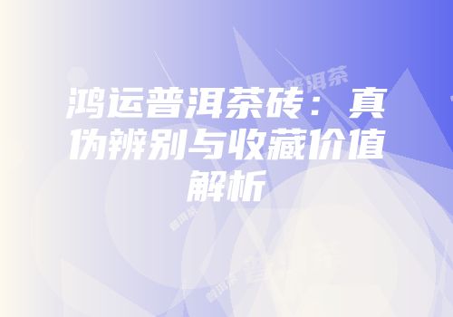 鸿运普洱茶砖：真伪辨别与收藏价值解析